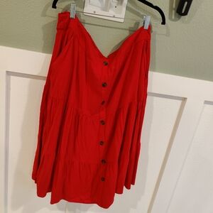 Red Button-Down Lined Women's Skirt With Pockets By Torrid